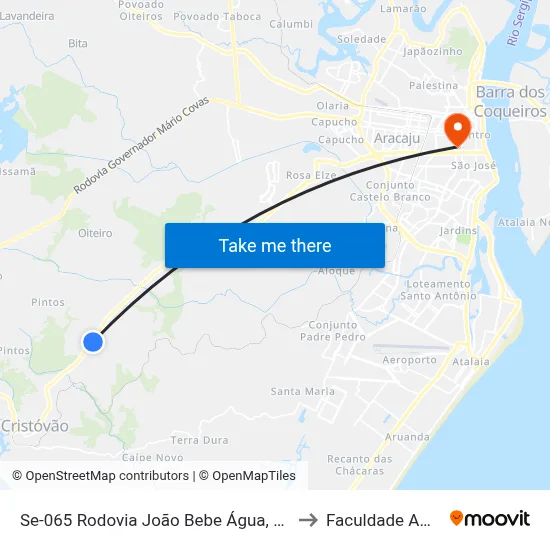 Se-065 Rodovia João Bebe Água, Km 12,7 Leste to Faculdade Amadeus map