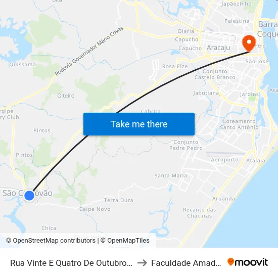 Rua Vinte E Quatro De Outubro 236 to Faculdade Amadeus map