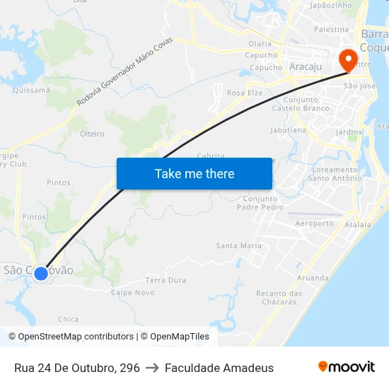 Rua 24 De Outubro, 296 to Faculdade Amadeus map