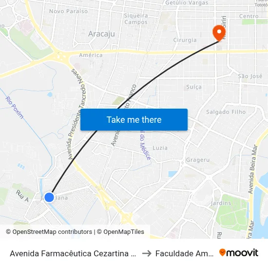 Avenida Farmacêutica Cezartina Régis , 739 to Faculdade Amadeus map