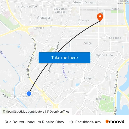 Rua Doutor Joaquim Ribeiro Chaves, 281-335 to Faculdade Amadeus map