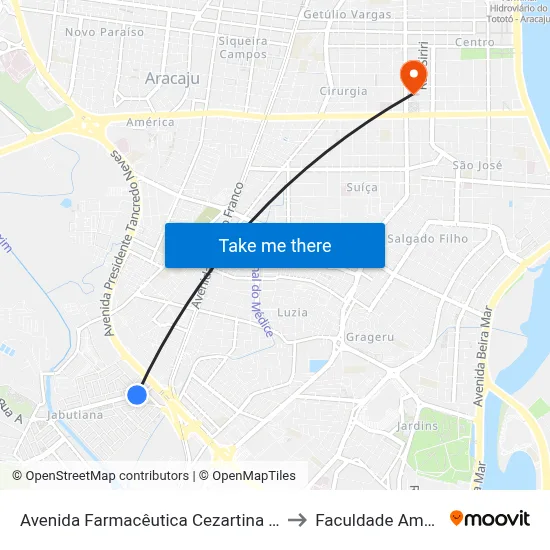 Avenida Farmacêutica Cezartina Régis, 35 to Faculdade Amadeus map