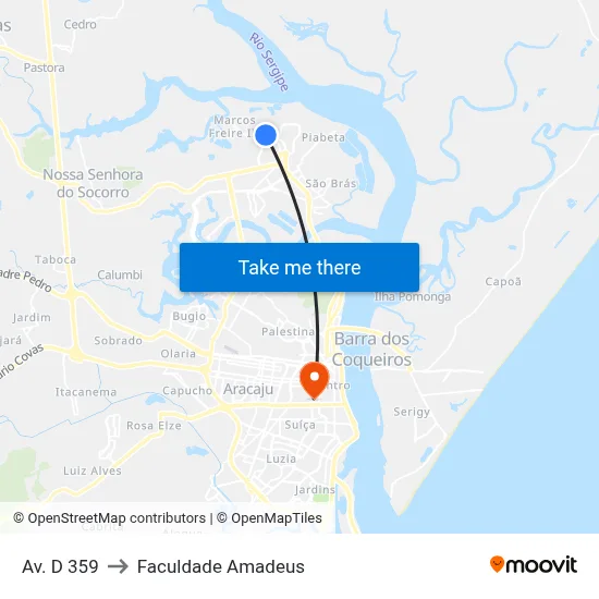 Av. D 359 to Faculdade Amadeus map
