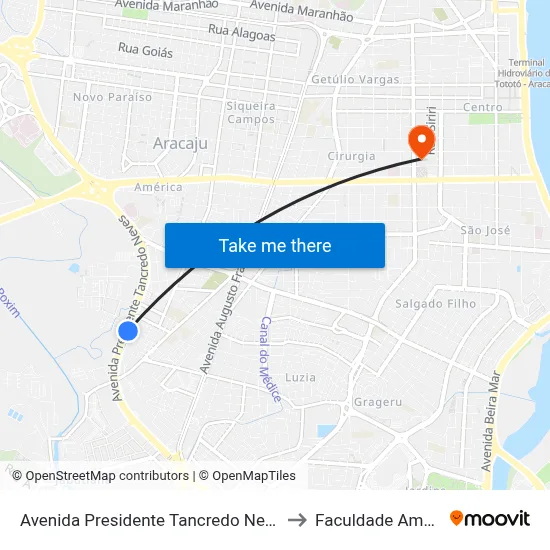 Avenida Presidente Tancredo Neves, 5033 to Faculdade Amadeus map
