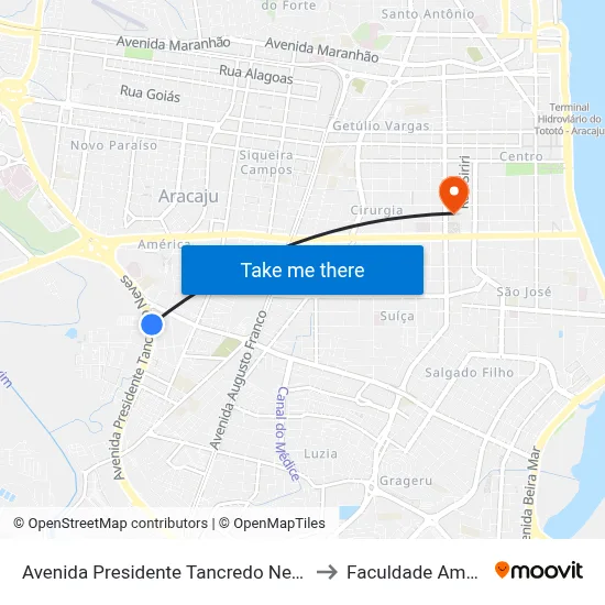 Avenida Presidente Tancredo Neves, 5545 to Faculdade Amadeus map