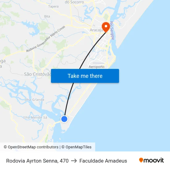 Rodovia Ayrton Senna, 470 to Faculdade Amadeus map