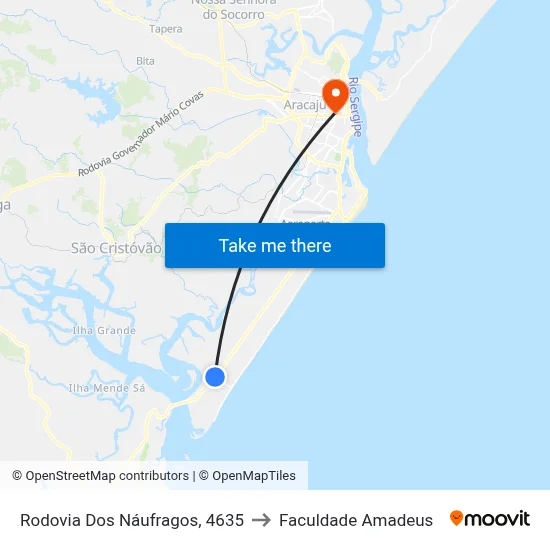 Rodovia Dos Náufragos, 4635 to Faculdade Amadeus map