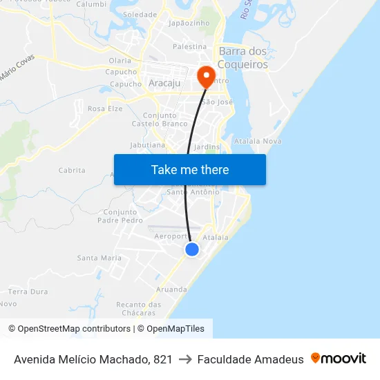 Avenida Melício Machado, 821 to Faculdade Amadeus map