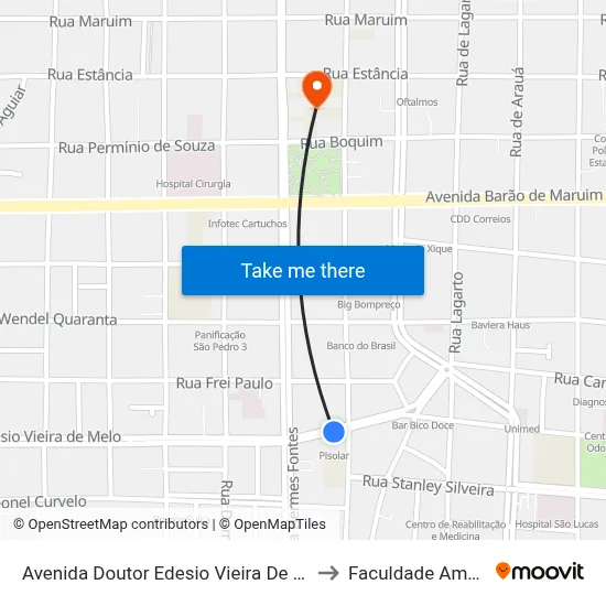 Avenida Doutor Edesio Vieira De Melo, 183 to Faculdade Amadeus map