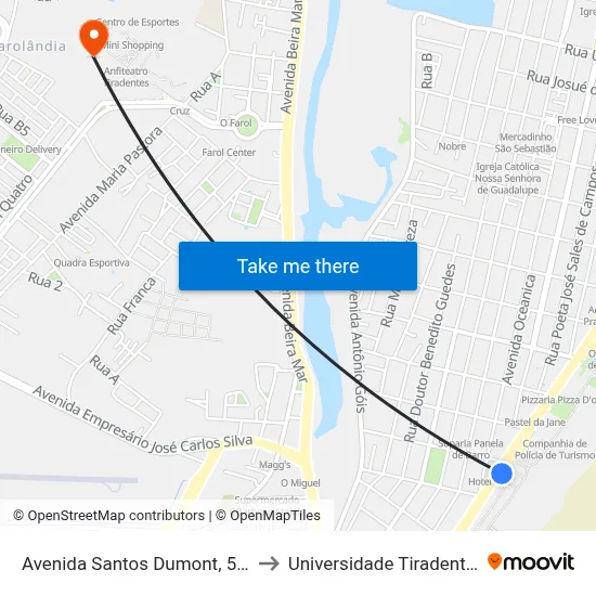 Avenida Santos Dumont, 550 to Universidade Tiradentes map