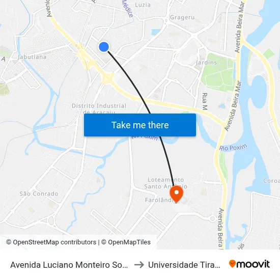 Avenida Luciano Monteiro Sobral, 450 to Universidade Tiradentes map
