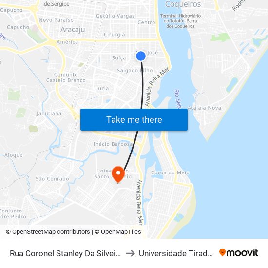 Rua Coronel Stanley Da Silveira, 155 to Universidade Tiradentes map