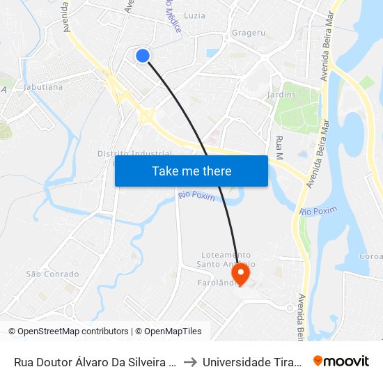 Rua Doutor Álvaro Da Silveira Brito, 36 to Universidade Tiradentes map