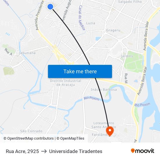 Rua Acre, 2925 to Universidade Tiradentes map