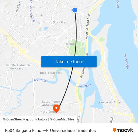 Fp04 Salgado Filho to Universidade Tiradentes map