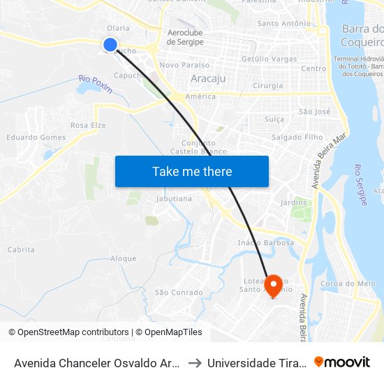Avenida Chanceler Osvaldo Aranha 2847 to Universidade Tiradentes map