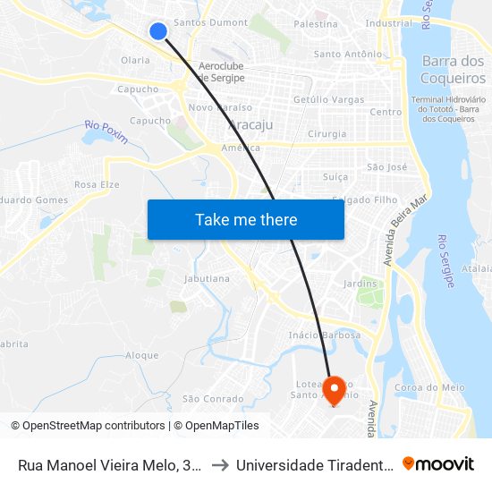 Rua Manoel Vieira Melo, 305 to Universidade Tiradentes map