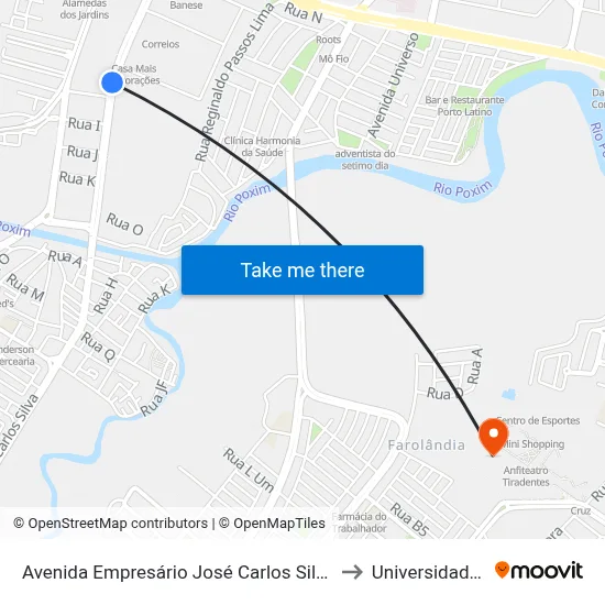 Avenida Empresário José Carlos Silvarollemberg, 4560 | Sergyene to Universidade Tiradentes map
