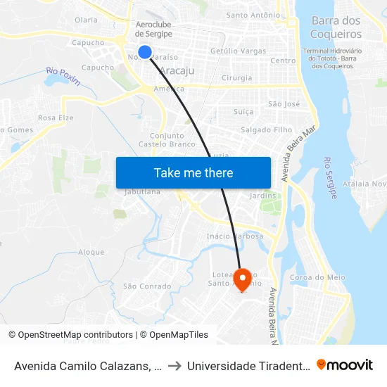 Avenida Camilo Calazans, 17 to Universidade Tiradentes map