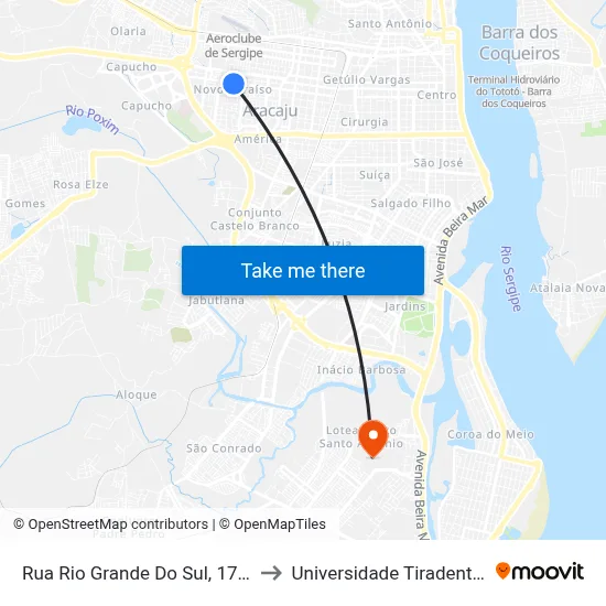 Rua Rio Grande Do Sul, 1701 to Universidade Tiradentes map
