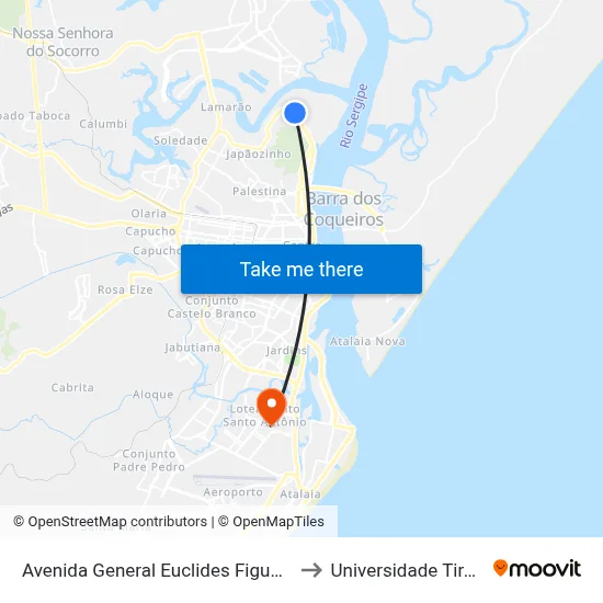 Avenida General Euclides Figueiredo, 2101 to Universidade Tiradentes map