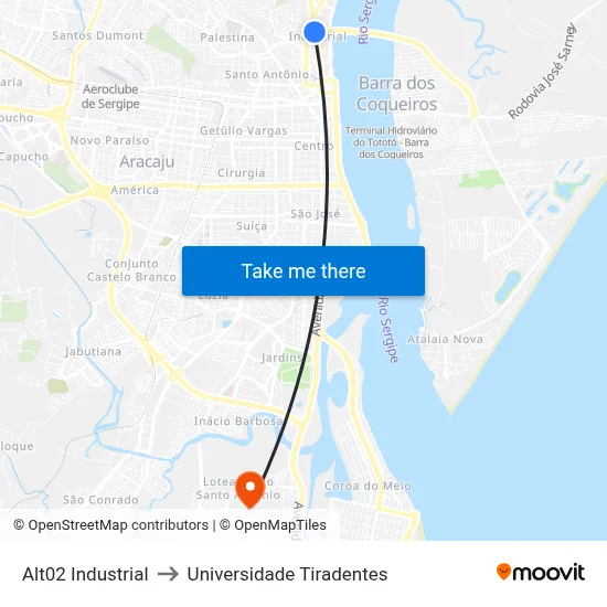 Alt02 Industrial to Universidade Tiradentes map