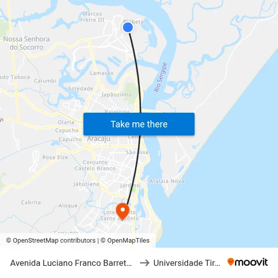 Avenida Luciano Franco Barreto Júnior, 787 to Universidade Tiradentes map