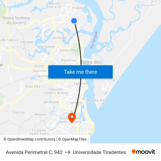 Avenida Perimetral C, 942 to Universidade Tiradentes map