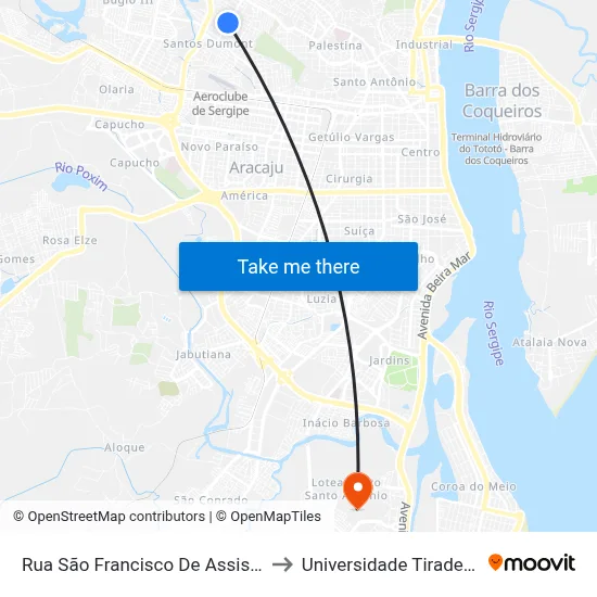 Rua São Francisco De Assis, 755 to Universidade Tiradentes map