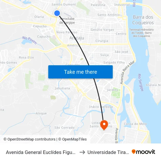 Avenida General Euclídes Figueiredo, 243 to Universidade Tiradentes map