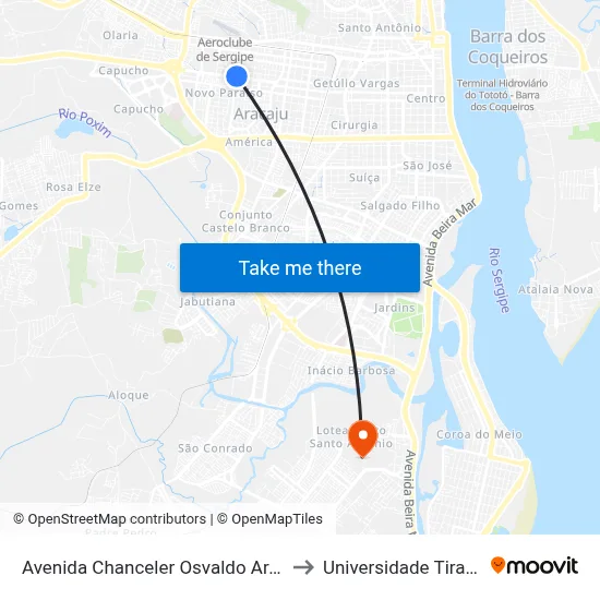 Avenida Chanceler Osvaldo Aranha, 656 to Universidade Tiradentes map
