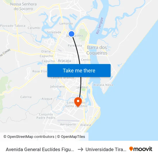 Avenida General Euclídes Figueiredo 298 to Universidade Tiradentes map