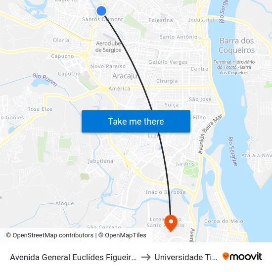 Avenida General Euclídes Figueiredo, 1201-1219 to Universidade Tiradentes map