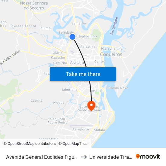 Avenida General Euclides Figueiredo, 54 to Universidade Tiradentes map