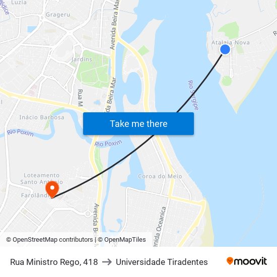 Rua Ministro Rego, 418 to Universidade Tiradentes map