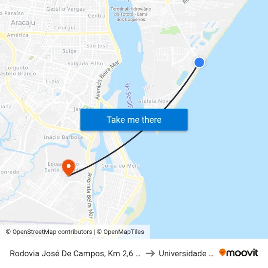 Rodovia José De Campos, Km 2,6 Norte | Praia Da Costa to Universidade Tiradentes map