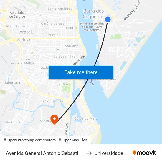 Avenida General Antônio Sebastião Basílio Pirro, 782 to Universidade Tiradentes map