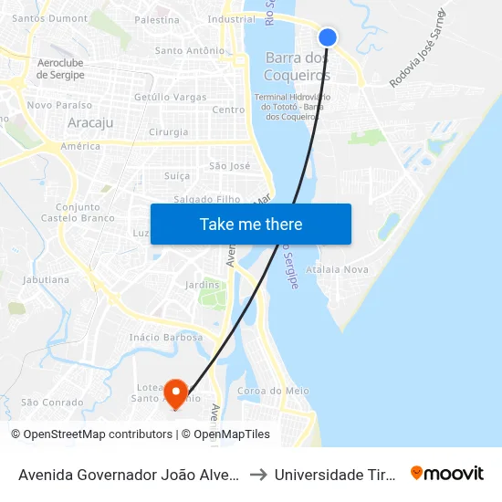 Avenida Governador João Alves Filho, 305 to Universidade Tiradentes map
