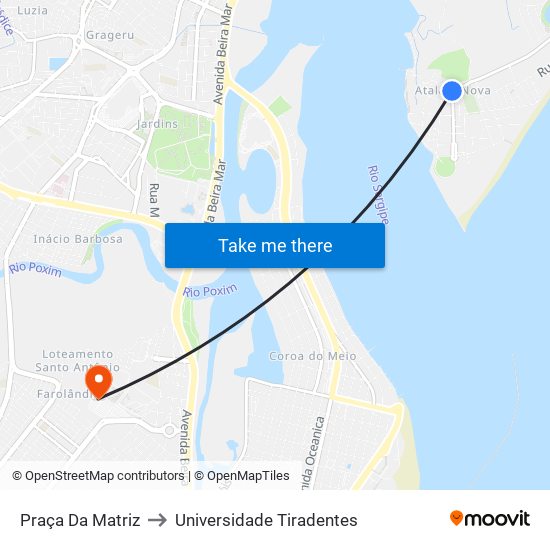 Praça Da Matriz to Universidade Tiradentes map