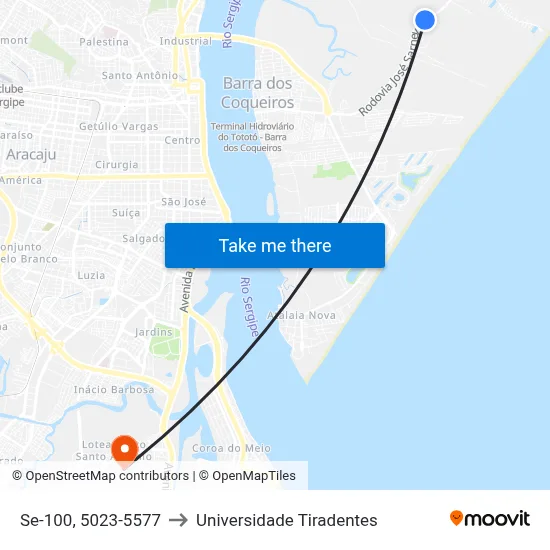 Se-100, 5023-5577 to Universidade Tiradentes map
