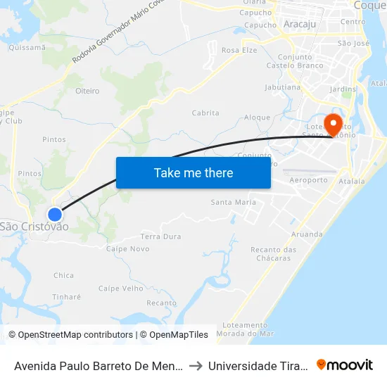Avenida Paulo Barreto De Menezes, 718 to Universidade Tiradentes map