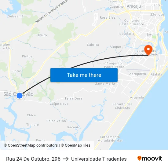 Rua 24 De Outubro, 296 to Universidade Tiradentes map