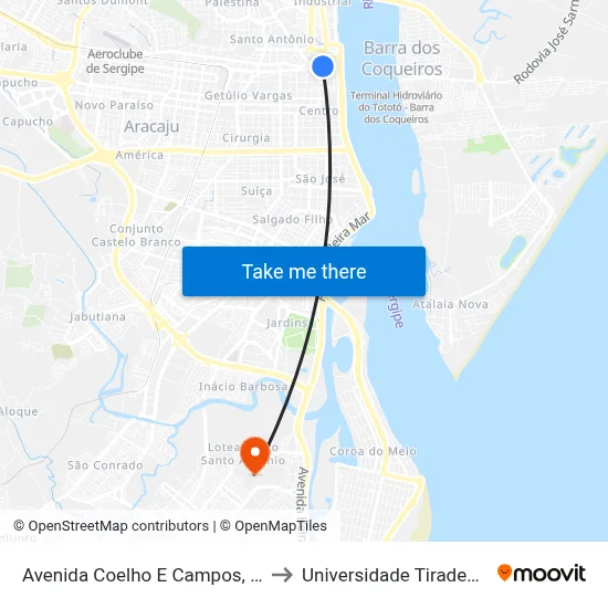 Avenida Coelho E Campos, 174 to Universidade Tiradentes map