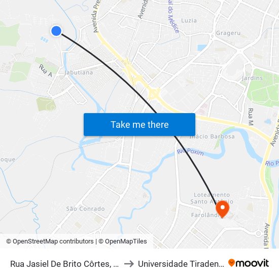 Rua Jasiel De Brito Côrtes, 200 to Universidade Tiradentes map