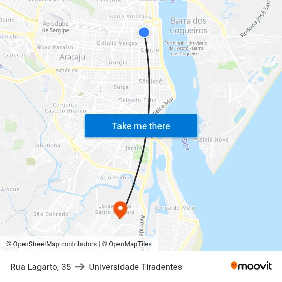 Rua Lagarto, 35 to Universidade Tiradentes map