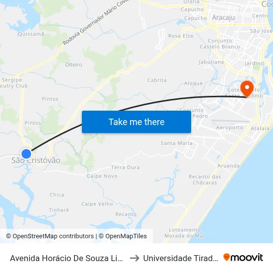 Avenida Horácio De Souza Lima, 202 to Universidade Tiradentes map