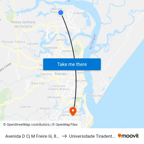 Avenida D Cj M Freire Iii, 849 to Universidade Tiradentes map