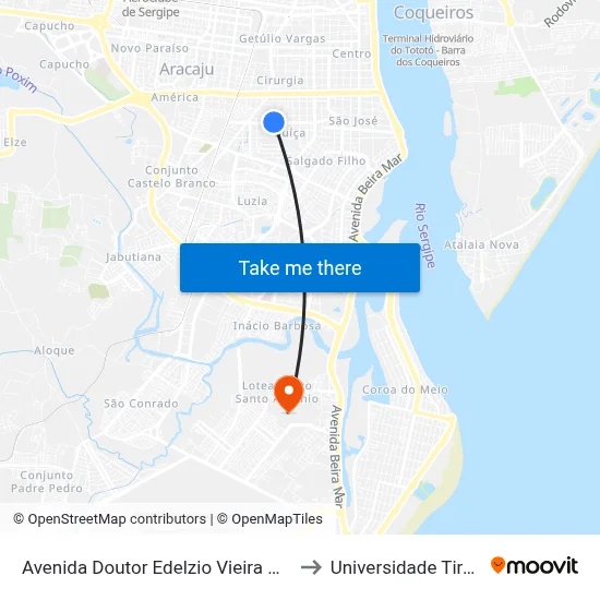 Avenida Doutor Edelzio Vieira De Melo, 984 to Universidade Tiradentes map
