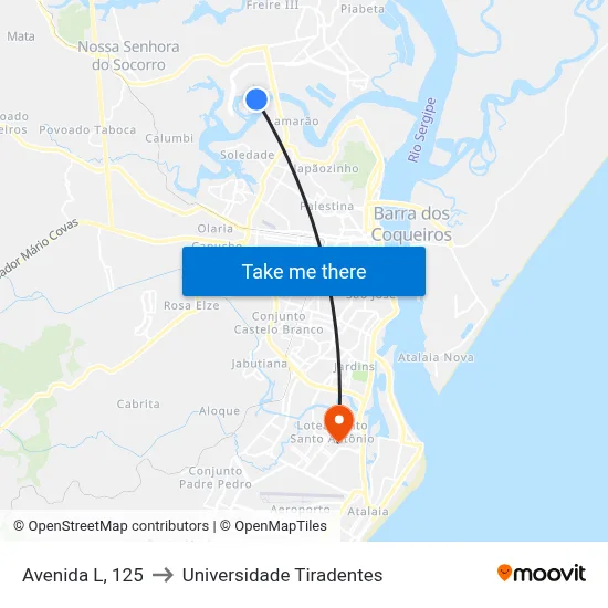 Avenida L, 125 to Universidade Tiradentes map