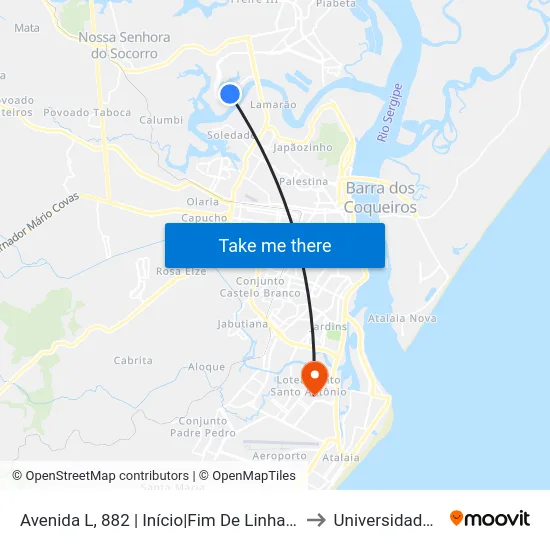 Avenida L, 882 | Início|Fim De Linha | Conjunto Orlando Dantas to Universidade Tiradentes map